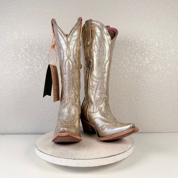 Lane Boots Shoes - Junk Gypsy Lane NIGHTHAWK Gold Cowboy Boots 7 Leather Western Wear Tall Snip Toe